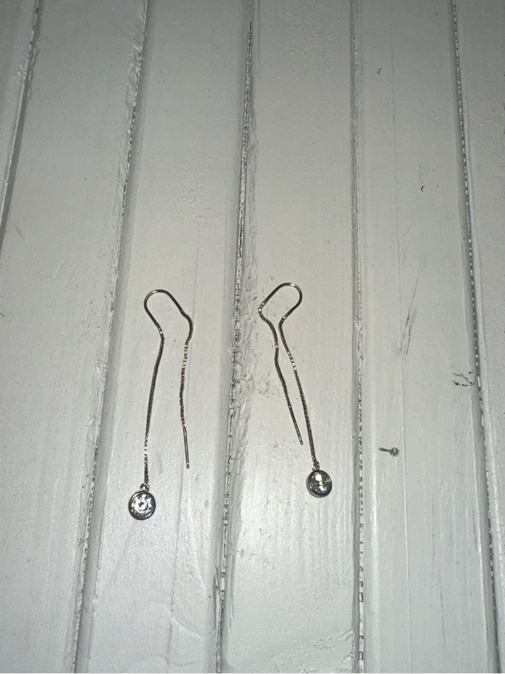 Silver Threader Drop Earrings with crystal